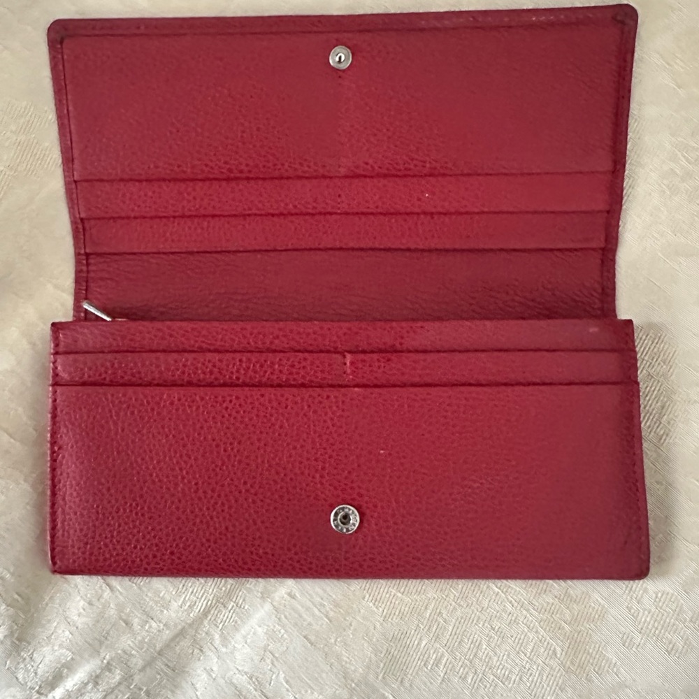 Longchamp red continental wallet
